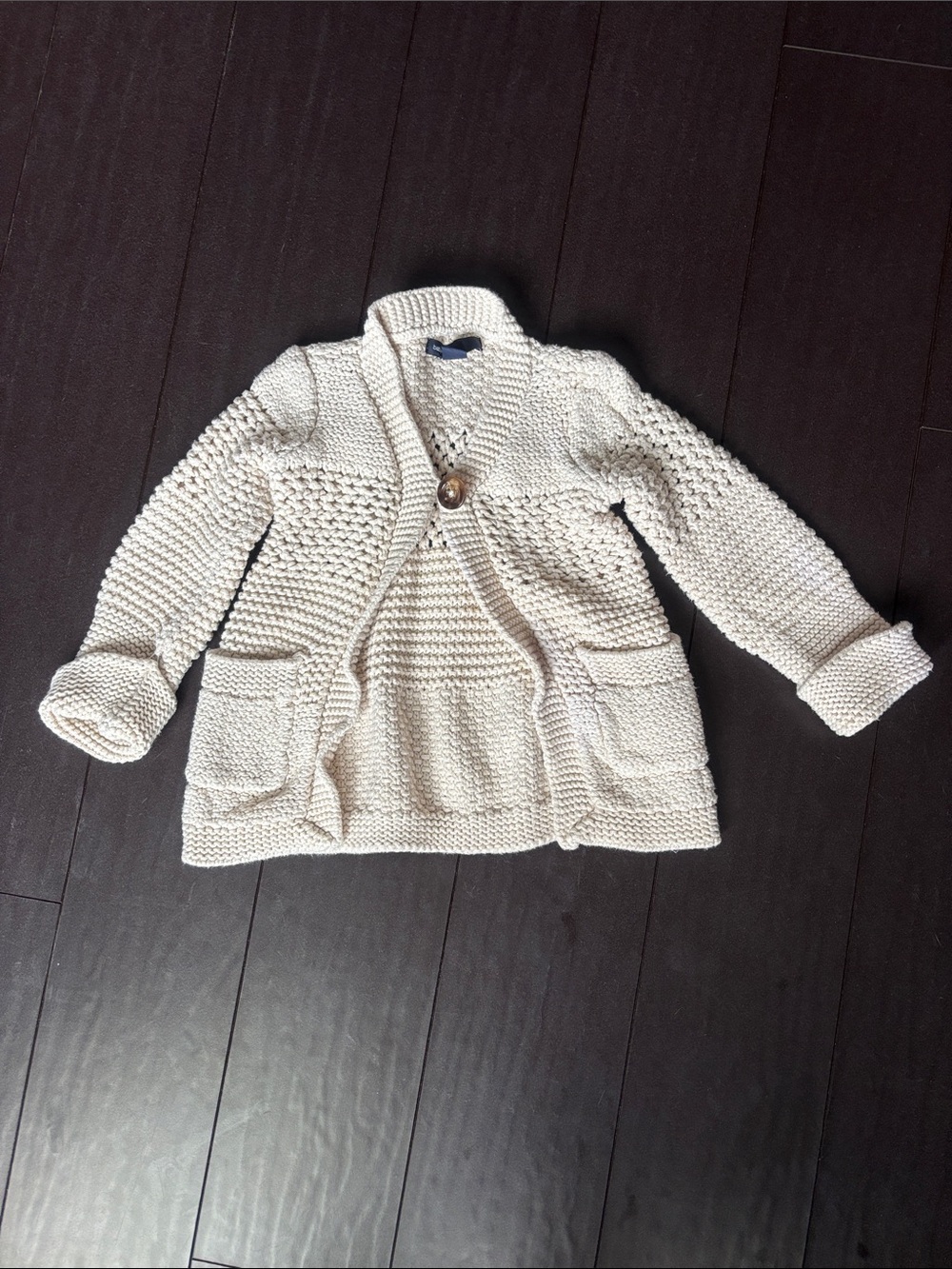 GAP Cream Toddler Crochet Knit Cardigan